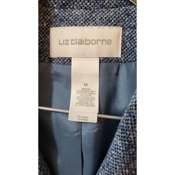 Vintage Liz Claiborne Blue Tweed Fitted Jacket Blazer Size M - Picture 7 of 16